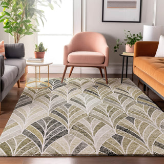 Piper Looms Mayfield Geometric AMF851 Taupe Machine Washable Area Rug Lifestyle Image Feature
