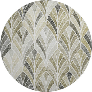 Piper Looms Mayfield Geometric AMF851 Taupe Machine Washable Area Rug Round Main Image
