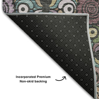 Piper Looms Mayfield Medallions AMF852 Black Machine Washable Area Rug Backing Image