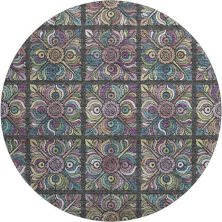 Piper Looms Mayfield Medallions AMF852 Black Machine Washable Area Rug Round Main Image