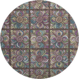Piper Looms Mayfield Medallions AMF852 Chocolate Machine Washable Area Rug Round Main Image