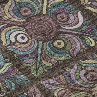 Piper Looms Mayfield Medallions AMF852 Chocolate Machine Washable Area Rug Swatch Image