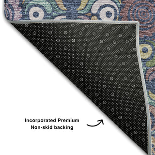 Piper Looms Mayfield Medallions AMF852 Navy Machine Washable Area Rug Backing Image
