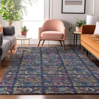 Piper Looms Mayfield Medallions AMF852 Navy Machine Washable Area Rug Lifestyle Image Feature