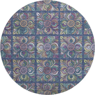 Piper Looms Mayfield Medallions AMF852 Navy Machine Washable Area Rug Round Main Image