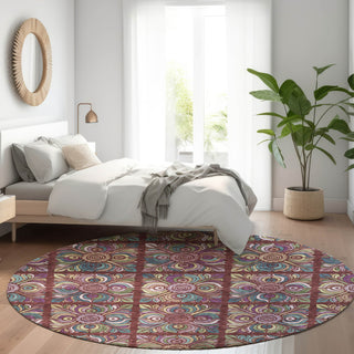 Piper Looms Mayfield Medallions AMF852 Paprika Machine Washable Area Rug Round Lifestyle Image Feature
