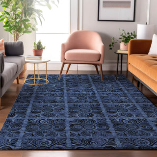Piper Looms Mayfield Medallions AMF853 Denim Machine Washable Area Rug Lifestyle Image Feature