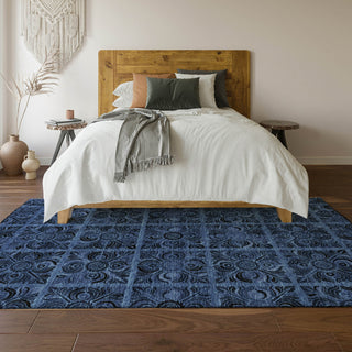 Piper Looms Mayfield Medallions AMF853 Denim Machine Washable Area Rug Lifestyle Image Feature
