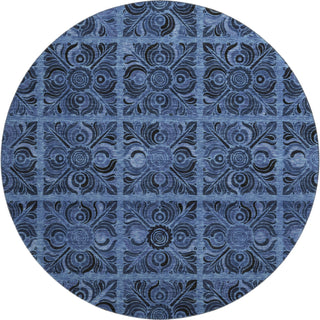 Piper Looms Mayfield Medallions AMF853 Denim Machine Washable Area Rug Round Main Image