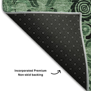 Piper Looms Mayfield Medallions AMF853 Green Machine Washable Area Rug Backing Image