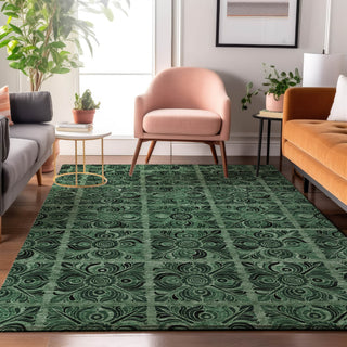 Piper Looms Mayfield Medallions AMF853 Green Machine Washable Area Rug Lifestyle Image Feature