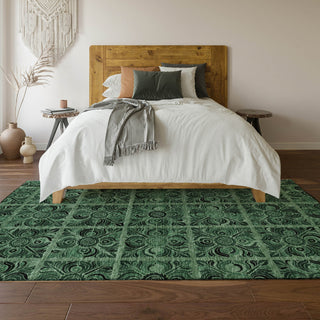 Piper Looms Mayfield Medallions AMF853 Green Machine Washable Area Rug Lifestyle Image Feature