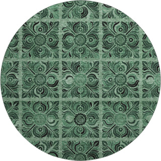 Piper Looms Mayfield Medallions AMF853 Green Machine Washable Area Rug Round Main Image