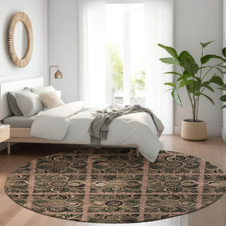 Piper Looms Mayfield Medallions AMF853 Paprika Machine Washable Area Rug Round Lifestyle Image Feature