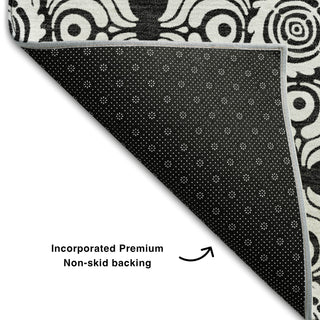 Piper Looms Mayfield Medallions AMF854 Black Machine Washable Area Rug Backing Image