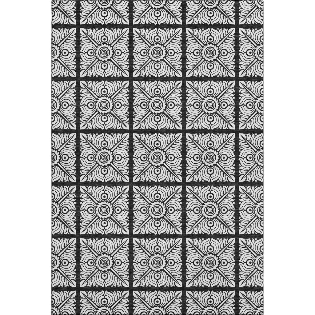 Piper Looms Mayfield Medallions AMF854 Black Machine Washable Area Rug main image