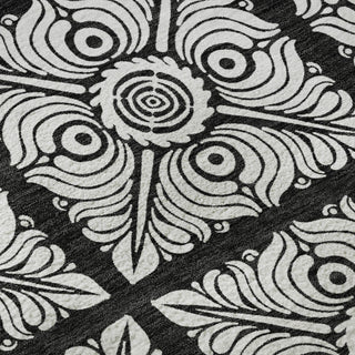 Piper Looms Mayfield Medallions AMF854 Black Machine Washable Area Rug Swatch Image