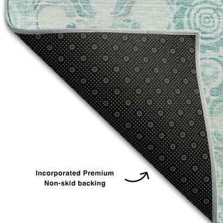 Piper Looms Mayfield Medallions AMF854 Turquoise Machine Washable Area Rug Backing Image