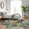 Piper Looms Mayfield Geometric AMF855 Beige Machine Washable Area Rug Round Lifestyle Image Feature
