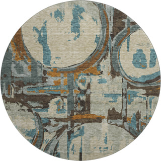 Piper Looms Mayfield Geometric AMF855 Beige Machine Washable Area Rug Round Main Image