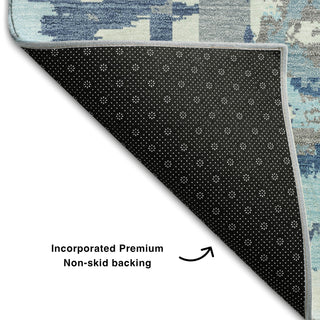 Piper Looms Mayfield Geometric AMF855 Blue Machine Washable Area Rug Backing Image