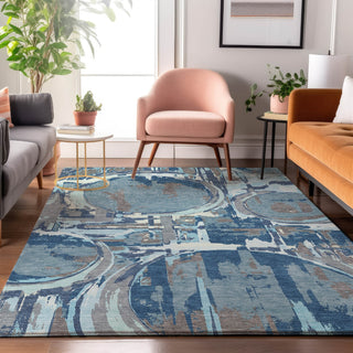 Piper Looms Mayfield Geometric AMF855 Blue Machine Washable Area Rug Lifestyle Image Feature
