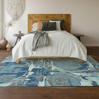 Piper Looms Mayfield Geometric AMF855 Blue Machine Washable Area Rug Lifestyle Image Feature