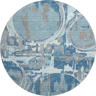 Piper Looms Mayfield Geometric AMF855 Blue Machine Washable Area Rug Round Main Image