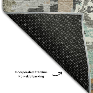 Piper Looms Mayfield Geometric AMF855 Gray Machine Washable Area Rug Backing Image