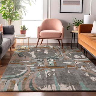 Piper Looms Mayfield Geometric AMF855 Gray Machine Washable Area Rug Lifestyle Image Feature