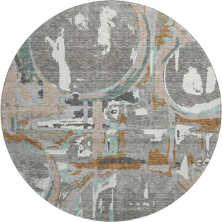 Piper Looms Mayfield Geometric AMF855 Gray Machine Washable Area Rug Round Main Image