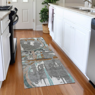 Piper Looms Mayfield Geometric AMF855 Gray Machine Washable Area Rug Runner Lifestyle Image Feature