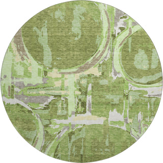 Piper Looms Mayfield Geometric AMF855 Green Machine Washable Area Rug Round Main Image