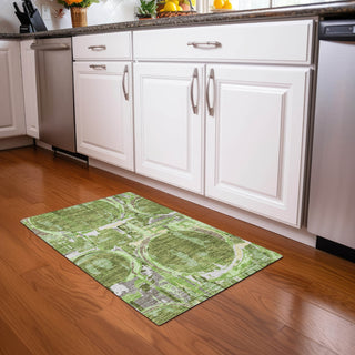 Piper Looms Mayfield Geometric AMF855 Green Machine Washable Area Rug Scatter Lifestyle Image Feature