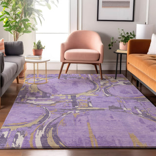 Piper Looms Mayfield Geometric AMF855 Lavender Machine Washable Area Rug Lifestyle Image Feature