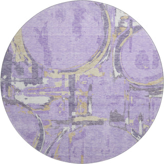 Piper Looms Mayfield Geometric AMF855 Lavender Machine Washable Area Rug Round Main Image