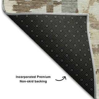 Piper Looms Mayfield Geometric AMF855 Mocha Machine Washable Area Rug Backing Image