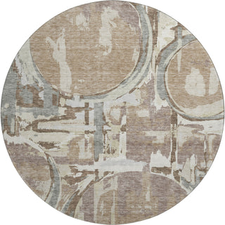 Piper Looms Mayfield Geometric AMF855 Mocha Machine Washable Area Rug Round Main Image