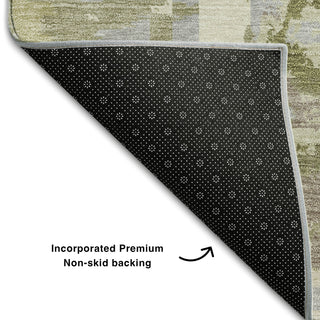 Piper Looms Mayfield Geometric AMF855 Olive Machine Washable Area Rug Backing Image