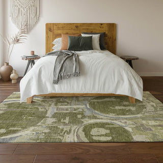 Piper Looms Mayfield Geometric AMF855 Olive Machine Washable Area Rug Lifestyle Image Feature