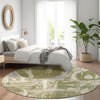Piper Looms Mayfield Geometric AMF855 Olive Machine Washable Area Rug Round Lifestyle Image Feature