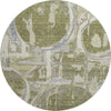 Piper Looms Mayfield Geometric AMF855 Olive Machine Washable Area Rug Round Main Image