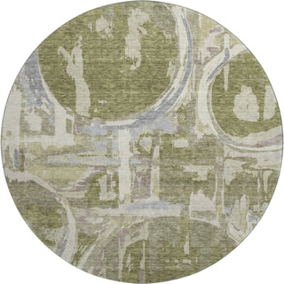 Piper Looms Mayfield Geometric AMF855 Olive Machine Washable Area Rug Round Main Image