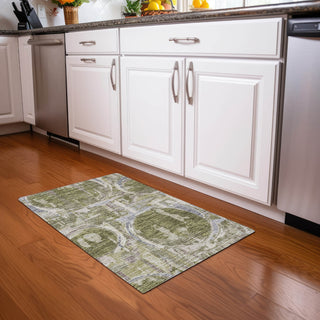 Piper Looms Mayfield Geometric AMF855 Olive Machine Washable Area Rug Scatter Lifestyle Image Feature