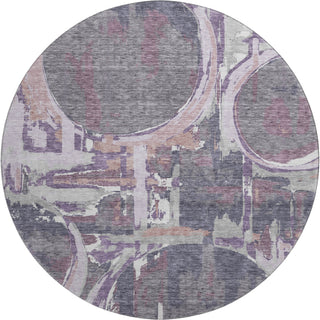 Piper Looms Mayfield Geometric AMF855 Purple Machine Washable Area Rug Round Main Image