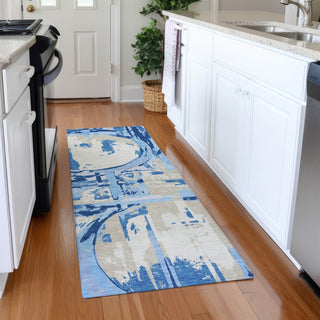 Piper Looms Mayfield Geometric AMF855 Sky Machine Washable Area Rug Runner Lifestyle Image Feature