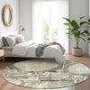 Piper Looms Mayfield Geometric AMF855 Tan Machine Washable Area Rug Round Lifestyle Image Feature