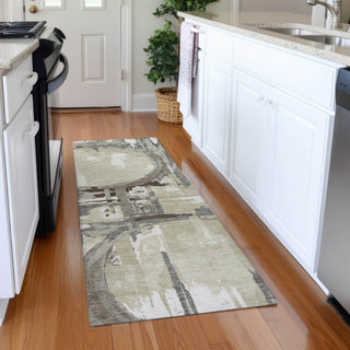 Piper Looms Mayfield Geometric AMF855 Tan Machine Washable Area Rug Runner Lifestyle Image Feature