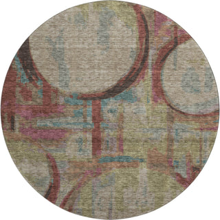 Piper Looms Mayfield Geometric AMF855 Taupe Machine Washable Area Rug Round Main Image
