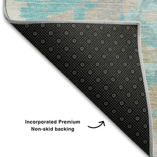 Piper Looms Mayfield Geometric AMF855 Teal Machine Washable Area Rug Backing Image
